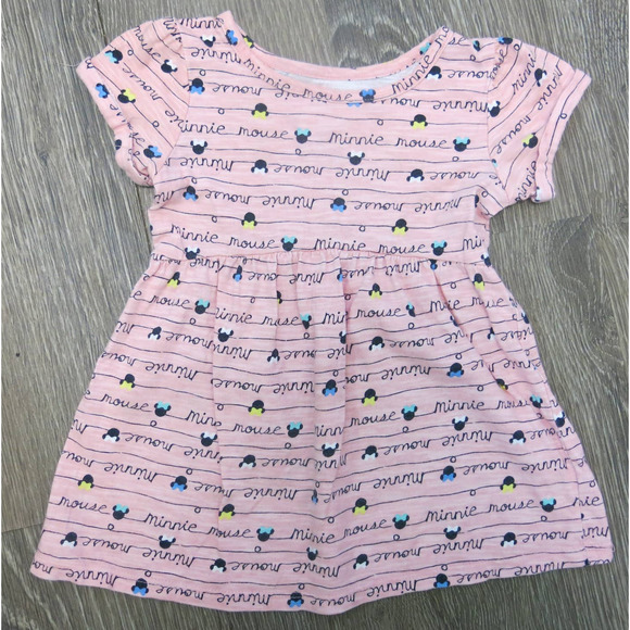 Disney Other - DISNEY Jumping Beans Minnie Mouse Dress Size 12 Months Short Sleeve Cotton Pink